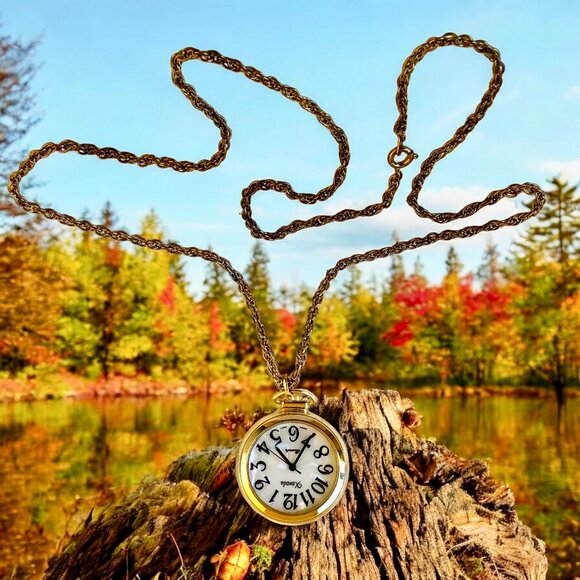 Xanadu Vintage Goldtone Watch Pendant Necklace Quartz Japan Untested - Picture 12 of 12